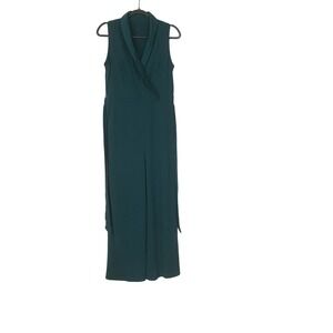 NWT Halara Crossover V Neck Jumpsuit Medium Turquoise Green Stretch Flowy